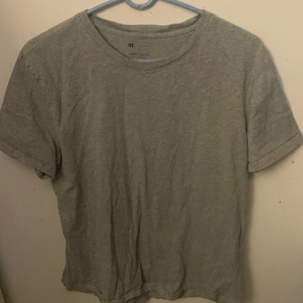 Ultra Soft Simons Le 31 Light Grey Organic Cotton Crewneck T SZ Large